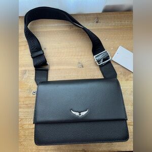 Zadig &Voltaire Black Grained Crossbody Bag New